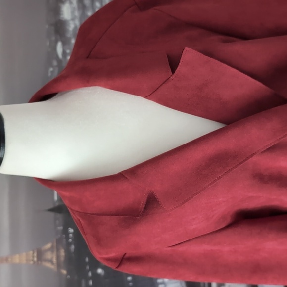 Joseph Ribkoff Red Suede Blazer Tailored Suit Jacket. - Picture 3 of 8